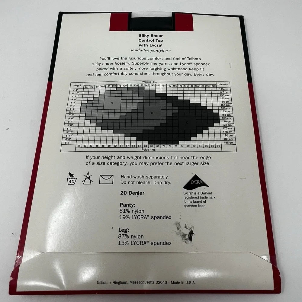 Talbots Silky Sheer Control Top Pantyhose with Lycra Size B Chocolate NIP